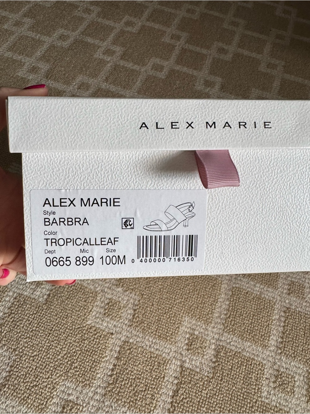 Alex Marie Barbra Leather Slingback Kitten Heel Sandals Tropical Leaf Green 10 - Picture 17 of 17